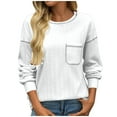 thumbnail image 1 of SNKSDGM Chandail Court à Manches Longues T-Shirts à Manches Longues pour Femmes Ample Chandail Décontracté à Manches Longues Col Rond Tricoté Ample TTG, 1 of 4