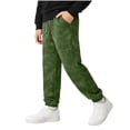 thumbnail image 2 of Boys Sweatpants Straight Open Bottom Pants Elastic Waist Athletic Joggers Casual Sweat Pant with Pockets Army Green 5-6 Years, 2 of 7