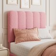 thumbnail image 4 of Twin Bed Frame, Boucle Upholstered Platform Bed with Wave Headboard for Teen, Easy Assembly, Wooden Slats Support, No Box Spring Needed, Pink, 4 of 5