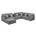 thumbnail image 4 of Contemporary Home Living Set of 8 Gray Fabric Reversible Modular Sectional Sofa with USB Console and, 4 of 5