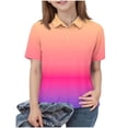 thumbnail image 2 of jobturf 100th Day of School Shirt Girls Trendy Gradient Collared Short Sleeve Shirts Workout Tops Summer Blouses Size 5-15 Years, 2 of 7