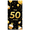 3A, variant on Black Background Glittery Golden 50th Birthday Banner with Balloons Cakes Crowns and Stars for Birthday Party Decorations Photography Props and Happy Moments