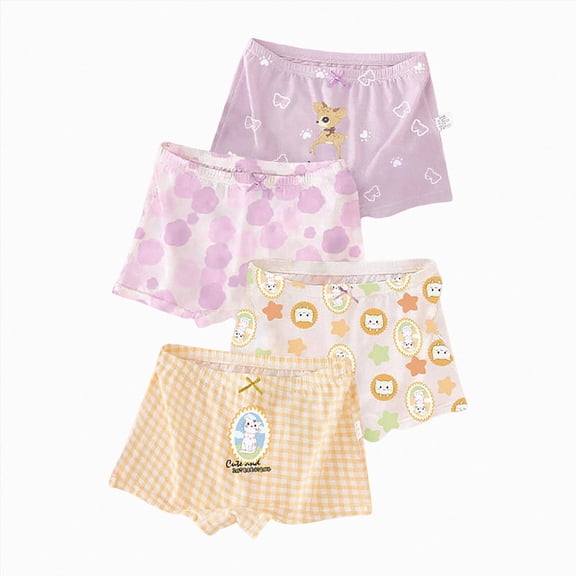mgoYE 4 Pack Toddler Potty Training Pants 2-14 Years Unisex Potty Toddler Underpants Kids Breathable Underwear(Purple,L)