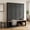 Black, variant on Farmhouse Hall Tree with 4 Hidden Hanging Hooks, Versatile Seating Bench with Open Compartment, Entryway Coat Rack with 8 Doors for Living Room