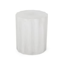 Deanna Lightweight Concrete Outdoor Side Table, Antique White