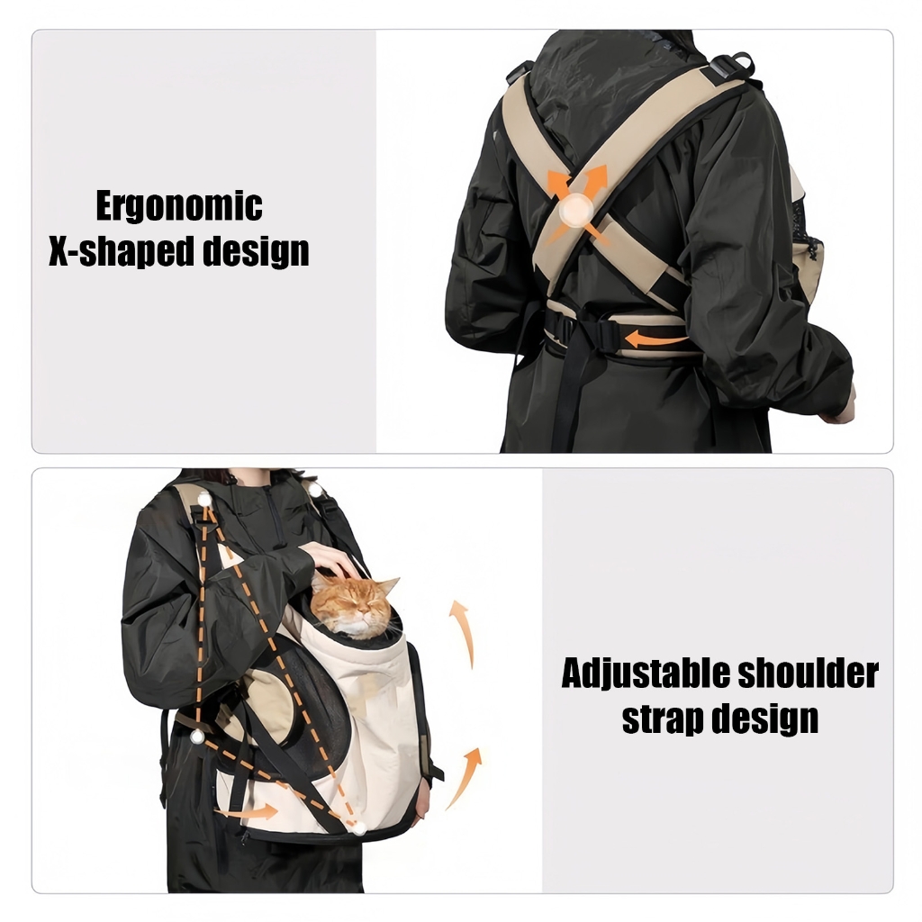 Adjustable Pet Chest Carrier for Hiking, Breathable Front Backpack with Secure Buckles for Cats Small Dogs
