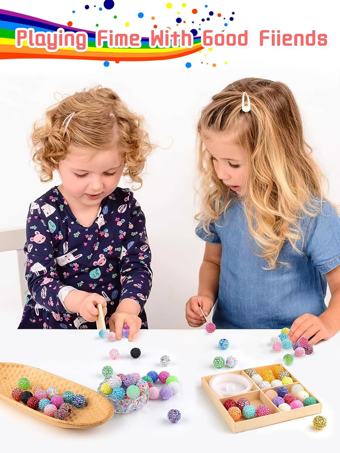 Kalolary 120PCS 20mm Multicolor Resin Rhinestone Pave Disco Ball Beads - Sparkly Round Crystal Bubblegum Beads for Jewelry Making & DIY Crafts