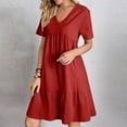 thumbnail image 2 of Red Juniors Vneck Lounge Dresses for Women Short Sleeve High Leg Plain Midi Knee Length Fall Summer Dresses 2025 Clothing Fashion Regular Fit XXL, 2 of 8