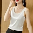 thumbnail image 4 of hotojiny Women Summer Tank Top Plus Size Crew Neck Silk Satin Blouse Sleeveless Business Shirt Casual Dressy Outfit Vacation Clothes, 4 of 6