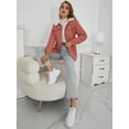 thumbnail image 3 of Eilly Bazar Corduroy Coat for Women Long Sleeve Button Front Female Fleece Jacket Coat Rusty Rose S, 3 of 5
