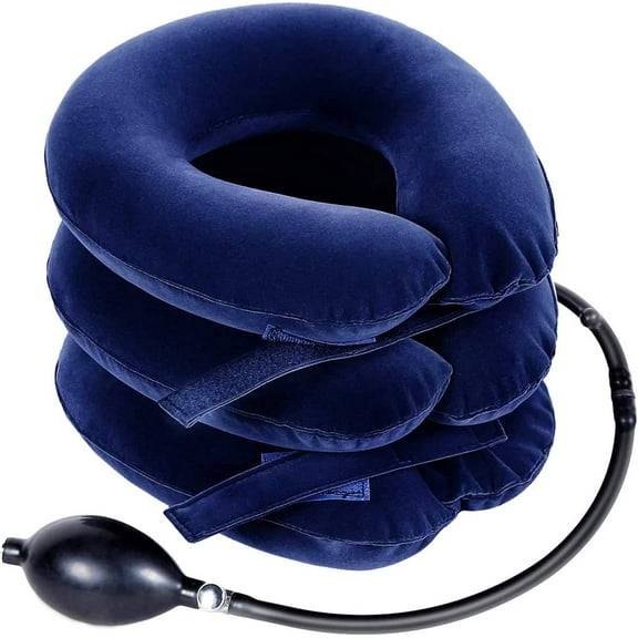 Cervical Neck Traction Device for Instant Neck Pain Relief - Inflatable & Adjustable Neck Stretcher Neck Support Brace,Best Neck Traction Pillow for Home Use Neck Decompression (Blue)