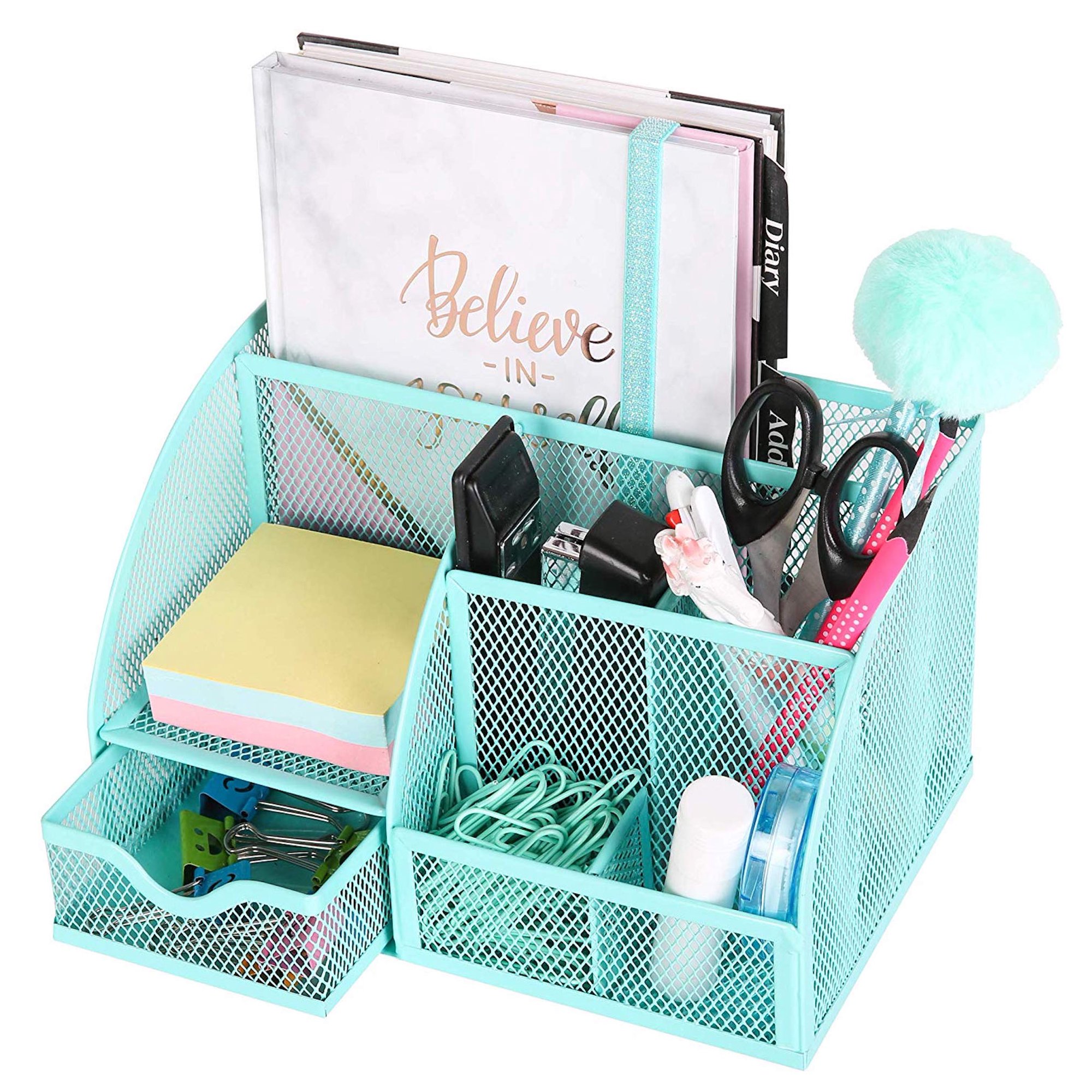 Annova Wire Mesh Desk Organizer Turquoise Walmart Com Walmart Com