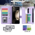 thumbnail image 4 of TECH CIRCLE for Samsung Galaxy Z Fold 5 Wallet Case with S Pen Holder,  Premium Leather Magnetic Clasp Kickstand Crossbody Lanyard Wrist Strip Shockproof Stylish Protective Cover,Purple, 4 of 8