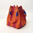 thumbnail image 5 of Lusa Vintage Stripe Color Block Knit Tote Bags for Women Fashion Simple Woven Bucket Bag Comfortable Durable Polyester Fixed Strap for Work & Commute Daily Use F One Size, 5 of 7