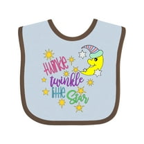 Inktastic Twinkle, Twinkle, Little Star with Yellow Moon in Night Cap Boys or Girls Baby Bib