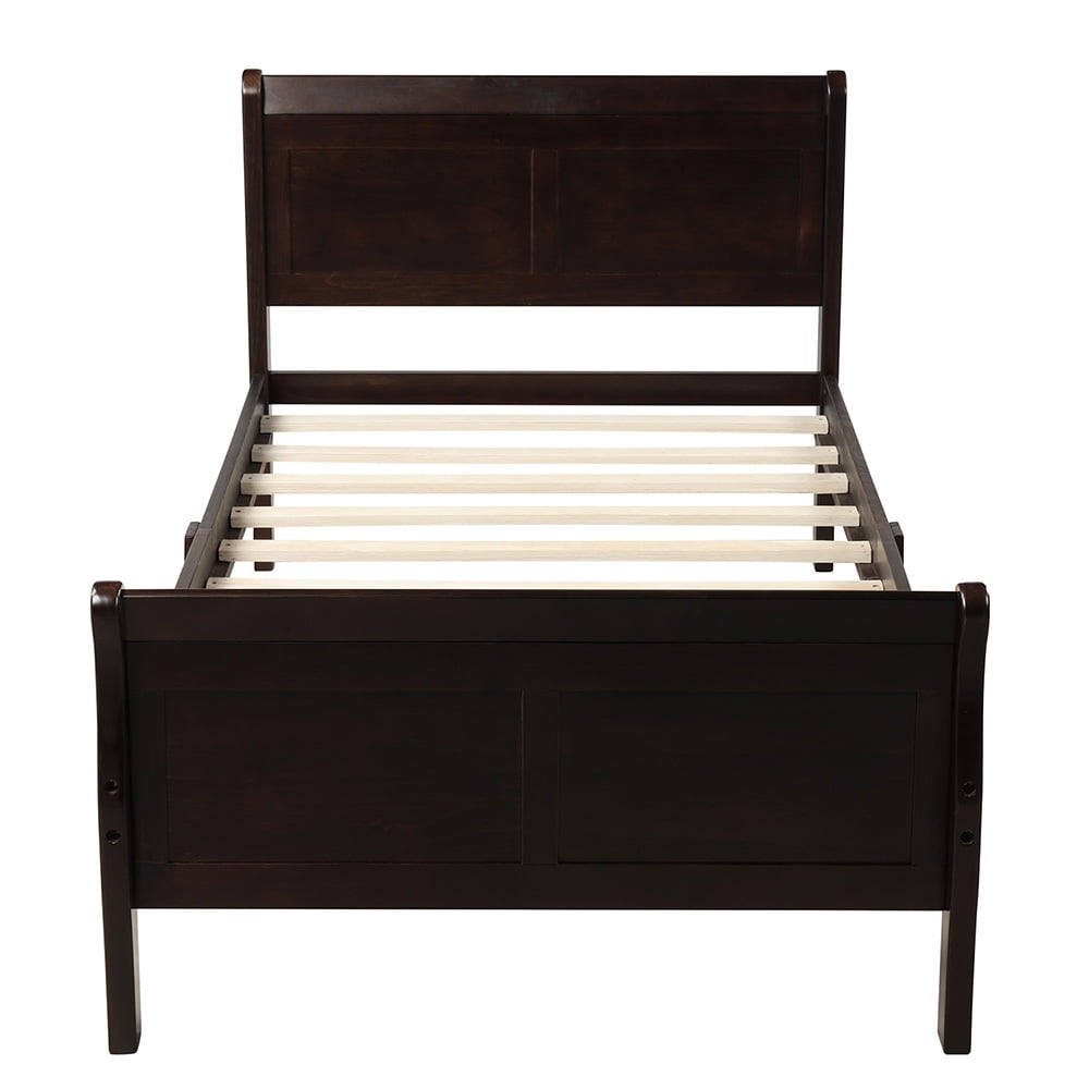 Lowestbest Wood Platform Beds with Headboard/Footboard/Wood Slat Support, Twin Bed Frame Mattress Foundation Sleigh Bed, Espresso Lowestbest Wood Platform Beds with Headboard/Footboard/Wood Slat Support, Twin Bed Frame Mattress Foundation Sleigh Bed, Espresso