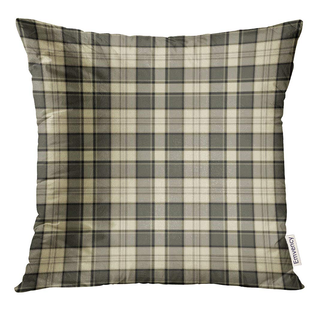 ARHOME Tan Flannel Plaid Pattern Brown Masculine Pillow Case 18x18