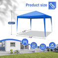 thumbnail image 4 of Tcbosik Outdoor Canopy Tent, 10x10ft Waterproof Portable Gazebo with 4 Sidewalls for Backyard, Patio, Garden, Lawn, Blue, 4 of 9