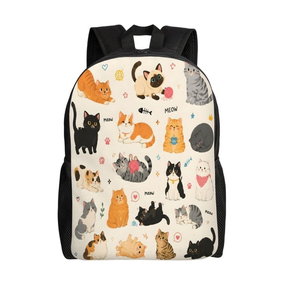 Cute Kawaii Cat Backpack Full Front Print Travel Laptop Bag for Men and Women