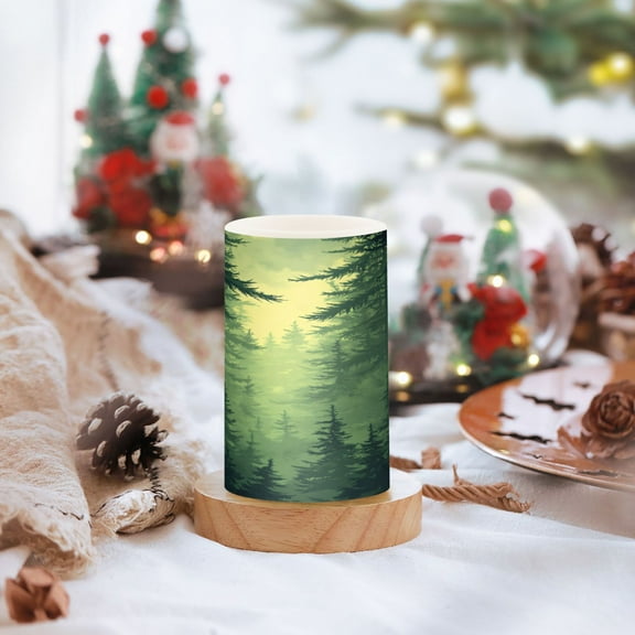 Green Forest Set of 2 Flameless LED Candles Remote and Timer Indoor Outdoor