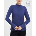 thumbnail image 3 of baleaf Thermal Shirts for Women Long Sleeve Turtleneck Tops Fleece Lined Base Layer with Thumb Hole Cold Weather Winter Gear Navy Blue L, 3 of 7