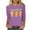 Purple, variant on Fartey Cute Graphic Tees for Women Plus Size Easter Shirts Casual Loose 3/4 Sleeve Tunic Tops Soft Comfy Spring Summer Crew Neck T Shirts Black S-5XL