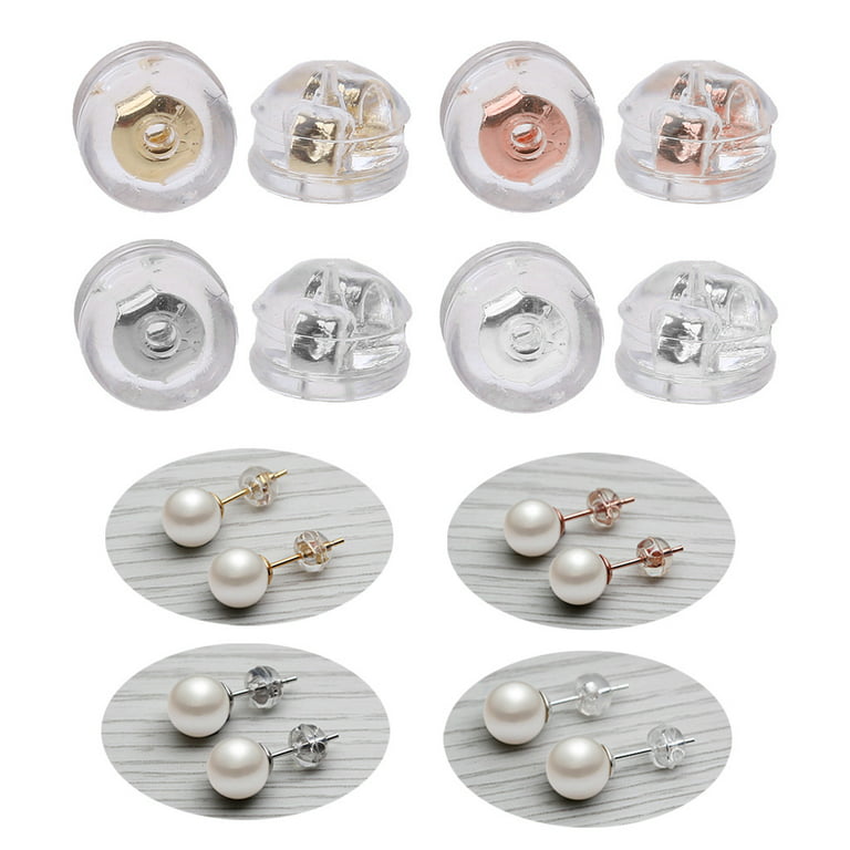 925 Sterling Silver Earrings Backs Replacements,Hypoallergenic Earring  Backs Safely Locking Earring Backs for Studs 