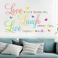 thumbnail image 6 of Colorful Live Laugh Love Art Quotes Wall Decals, Motivational Vinyl Sayings Words with Butterfly Wall Stickers, Removable DIY Wall Decor Sign Mural for Bedroom, Living Room, Home, 6 of 6