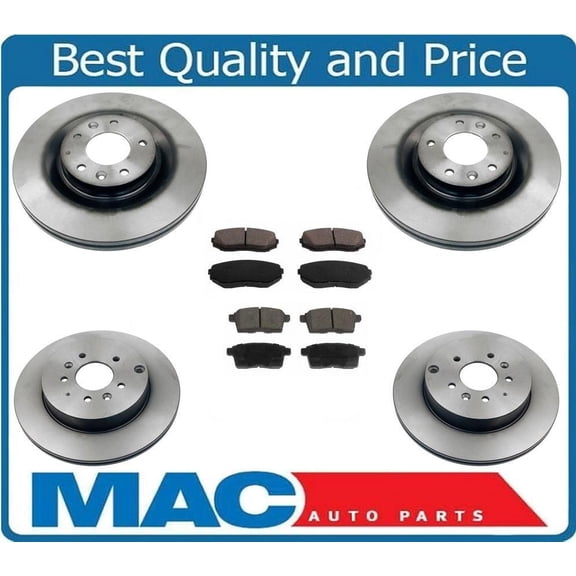 Front & Rear Brake Disc Rotors With Dash4 Ceramic Pads for Mazda CX-9 07-15