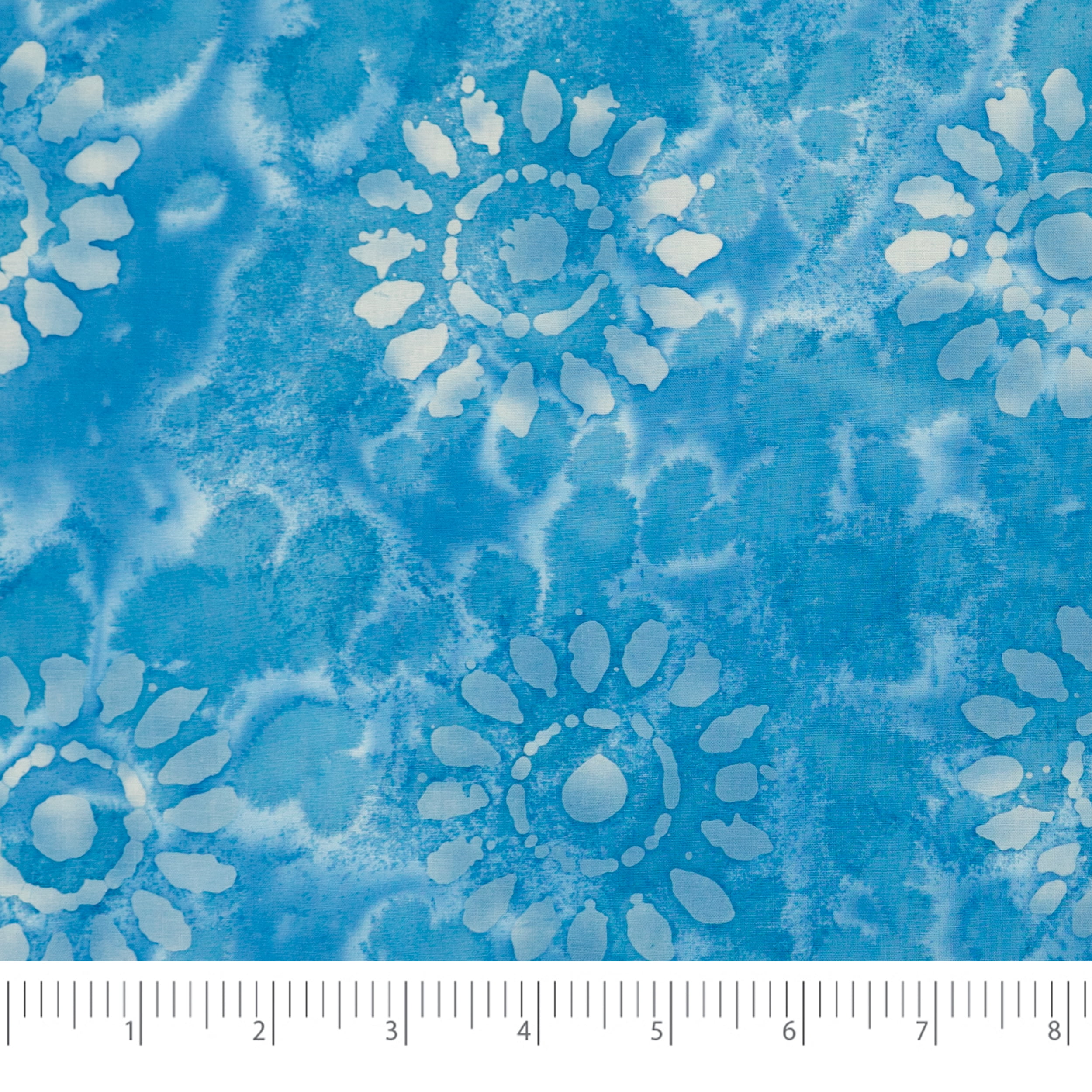SINGER Fabric, 100% Cotton Print Batik, 3 Yards Cut, Light Sku Blue Sunflower