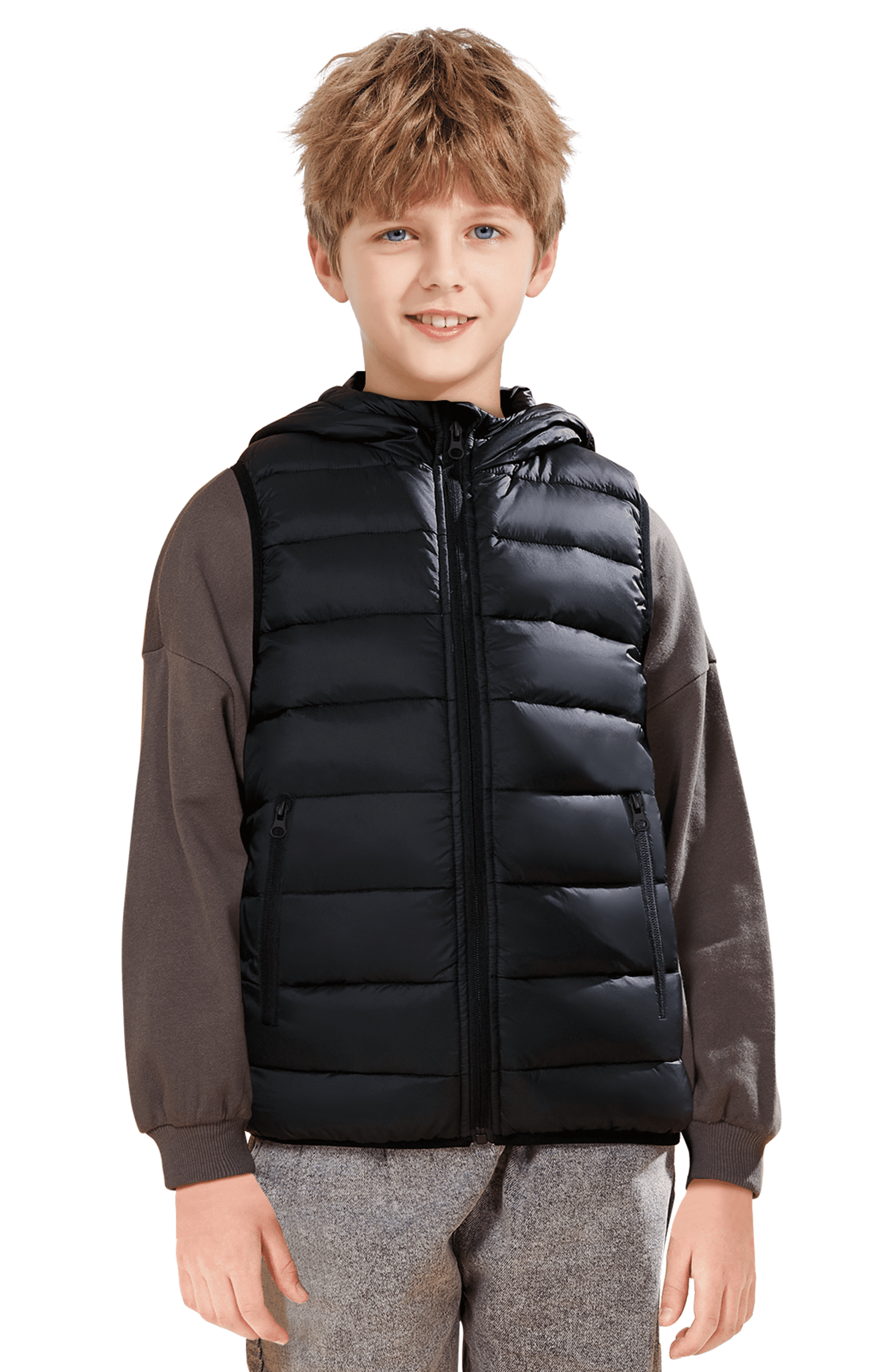 SOLOCOTE Girls Boys Puffer Vest Hooded Coat WaterResistant Warm Winter