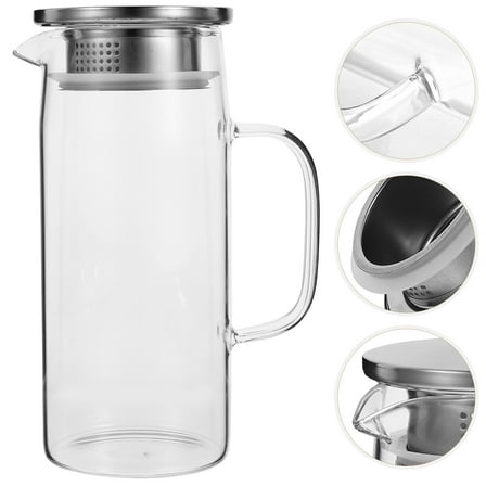 ROSENICE 1Pack Glass Pitcher for Water and Beverage Simple Design Borosilicate Glass with Lid