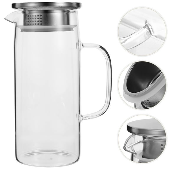 ROSENICE 1Pack Glass Pitcher for Water and Beverage Simple Design Borosilicate Glass with Lid
