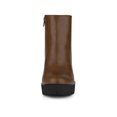 thumbnail image 6 of BLISSFUL STEP Women Rounded Toe Chunky Heel Platform Ankle Boots Brown 9, 6 of 7