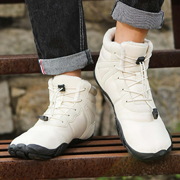 GDREDA Barefoot Shoes Mens Mens Winter Warm Wide Toe Box Minimalist Zero Drop Outdoor Sole High-top Walking Shoes Snow Boots White,7