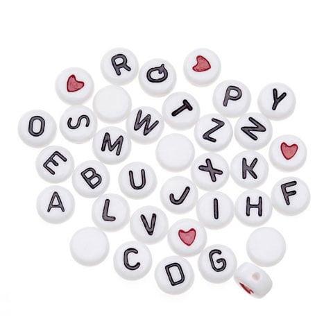250 Clear with Colorful Assorted Acrylic Alphabet Letter Coin Beads 4X7mm Kid