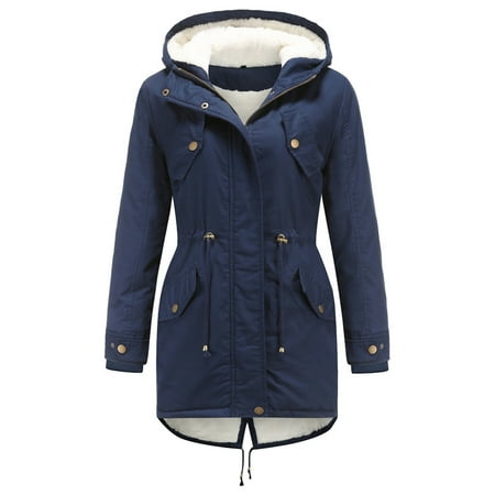 

Viugreum Women s Warm Winter Coat Hooded Fleece Lined Parkas Jacket Long Thickened Winter Jacket with Pockets Zip Up Long Sleeve Outwear Coats