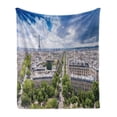 thumbnail image 1 of European Soft Flannel Fleece Throw Blanket, Aerial Paris Eiffel Tower French Heritage Culture Architecture Image, Cozy Plush for Indoor and Outdoor Use, 60" x 80", Pale Blue Cream Green, by Ambesonne, 1 of 6