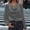 *Gray, variant on Women's Satin Silky Cowl Neck Drape Ruched Blouse,Trendy Fashion Long Sleeve Work Tops Red,Womens Plus M