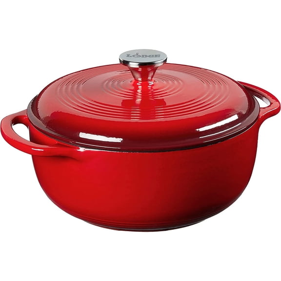 Lodge EC4D43 Enameled Cast Iron Dutch Oven, 4.6-Quart, Island Spice Red