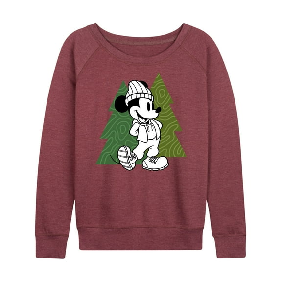 Mickey & Friends - Mickey Patterned Trees - Women's Lightweight French Terry Long Sleeve Shirt