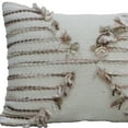 thumbnail image 4 of HomeRoots 10 x 14 x 20 in. Tan & White Zippered Cotton Blend Geometric Throw Pillow with Pom-poms, 4 of 5