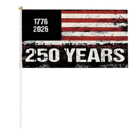 1Pc 250 Anniversary Usa Small Stick Flags American Anniversary Flag Handheld Flag for Outside 4Th Of July Independence Day Patriotic Signs Hand Held Flags for Room House Welcome Lawn Backdrop Parade