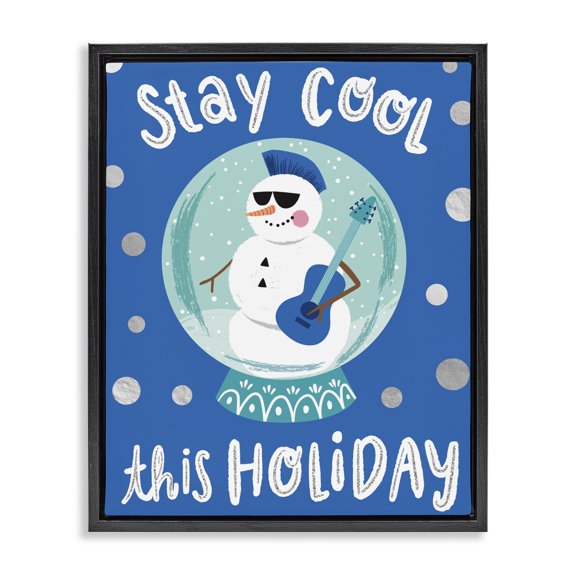 Stupell Industries Cottage Stay Cool This Holiday Musician Snowman Black Floating Frame Canvas Art, 25 x 31, by Arrolynn Weiderhold