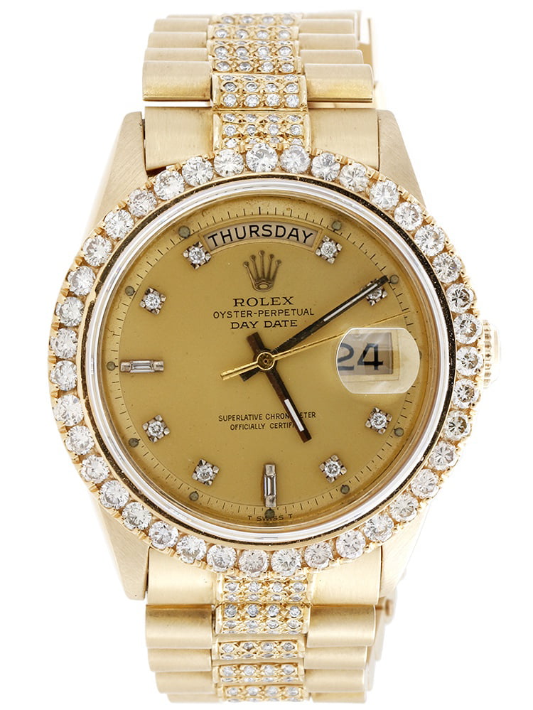 rolex president 18k white gold diamond mens watch