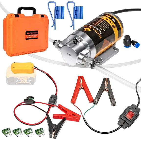SYHXYSOO Electric Oil Change Pump, 12V/24V 100W Oil Extractor Pump Fluid Transfer for Trucks, Boats, Lawnmowers, Compatible with DeWalt 20V Battery