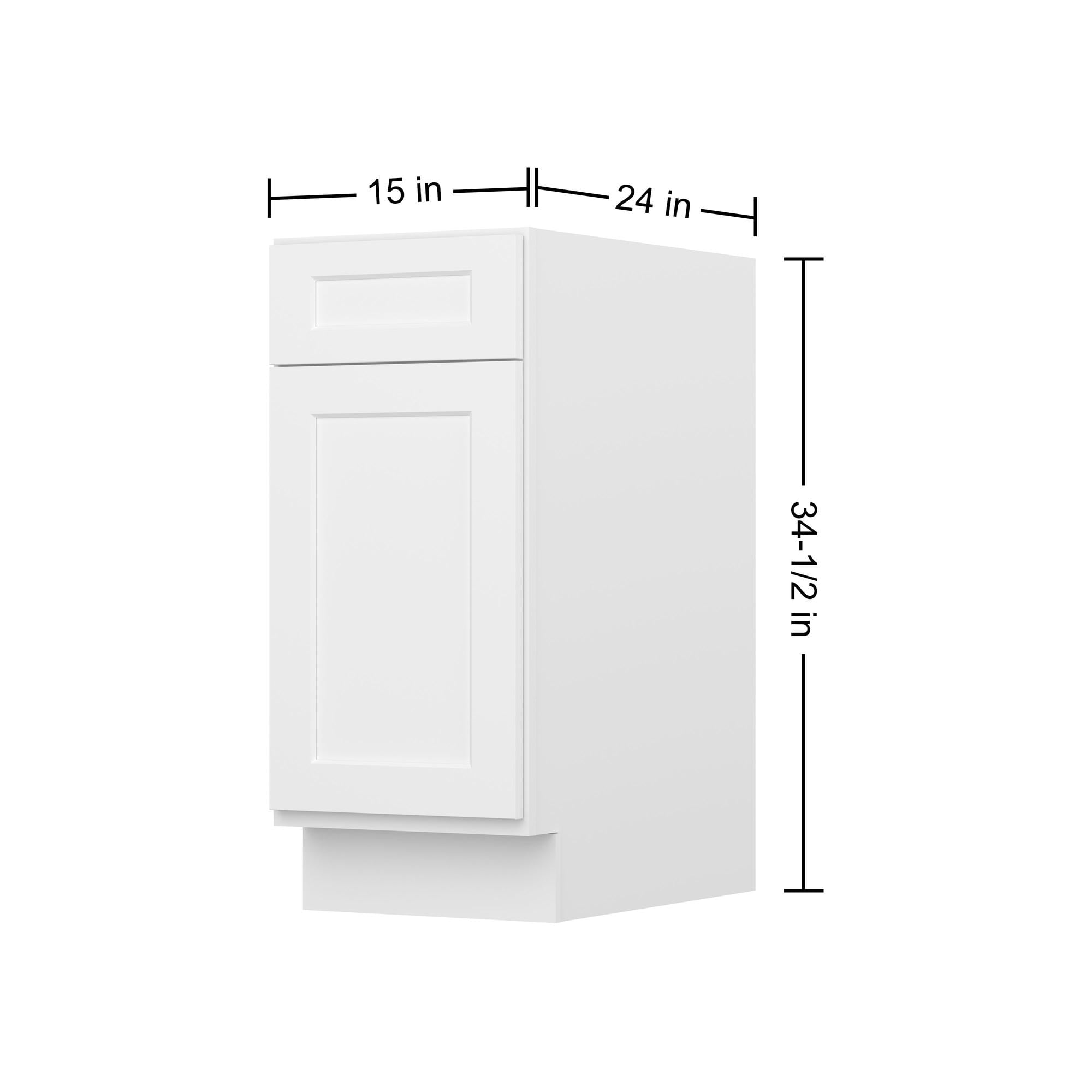 Furinno Shaker Drawer Base Kitchen Cabinet with 1-Door, Ready to Assemble, 24 D x 15 W x 34.5 H, White