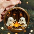 thumbnail image 3 of Decoración Colgante de Escena de Halloween: Dos Lindos Fantasmas Asando a La Parrilla, 3 of 6