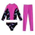 thumbnail image 4 of Doomiva Kids Girls 3 Pcs Rash Guard Swimsuits Upf 50+ Swim Coat Bikini Brief with Leggings Sporty Bathing Suits Hot Pink 12, 4 of 7