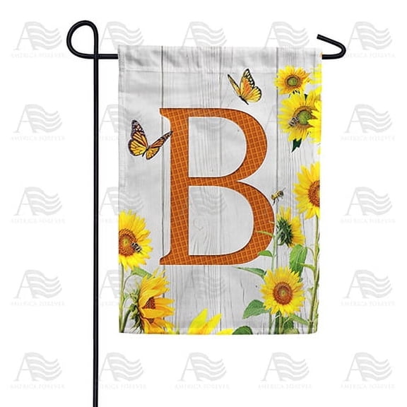 America Forever Spring Monogram Garden Flag Letter B 12.5 x 18 inches Double Sided Vertical Outdoor, Yard, Lawn, Beautiful Yellow Flowers, Sunflower Garden Flag